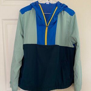 Old Navy Women M Color Block 1/2 Zip Hooded Windbreaker Jacket - Mesh Lined